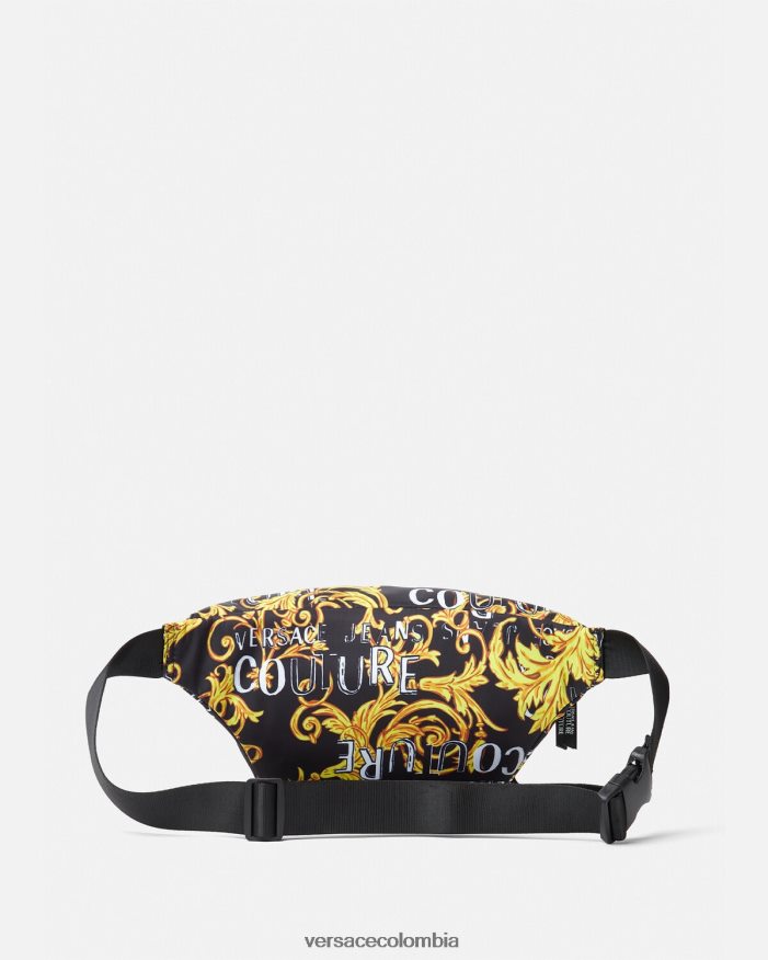 hombres riñonera de alta costura con logo Versace oro negro 2RP40F2495 bolsas