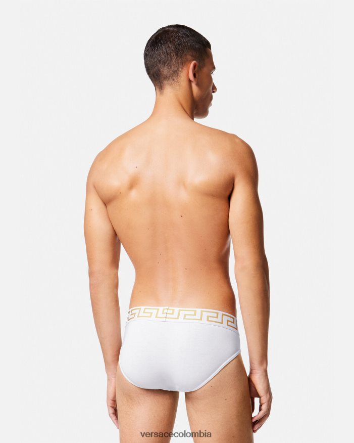 hombres calzoncillos con borde de greca Versace Oro blanco 2RP40F1789 ropa interior y ropa de playa