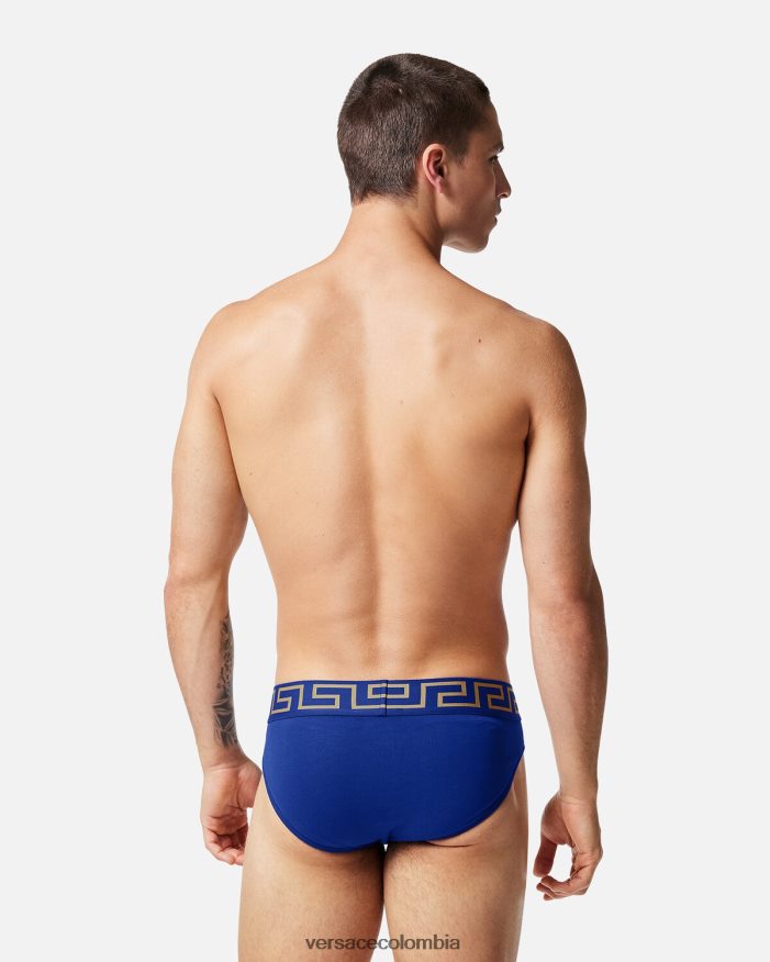 hombres calzoncillos con borde de greca Versace azul 2RP40F1787 ropa interior y ropa de playa