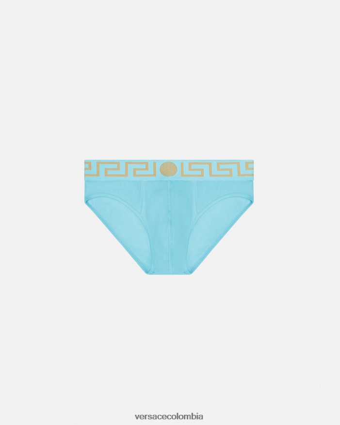 hombres calzoncillos con borde de greca Versace azul 2RP40F1791 ropa interior y ropa de playa