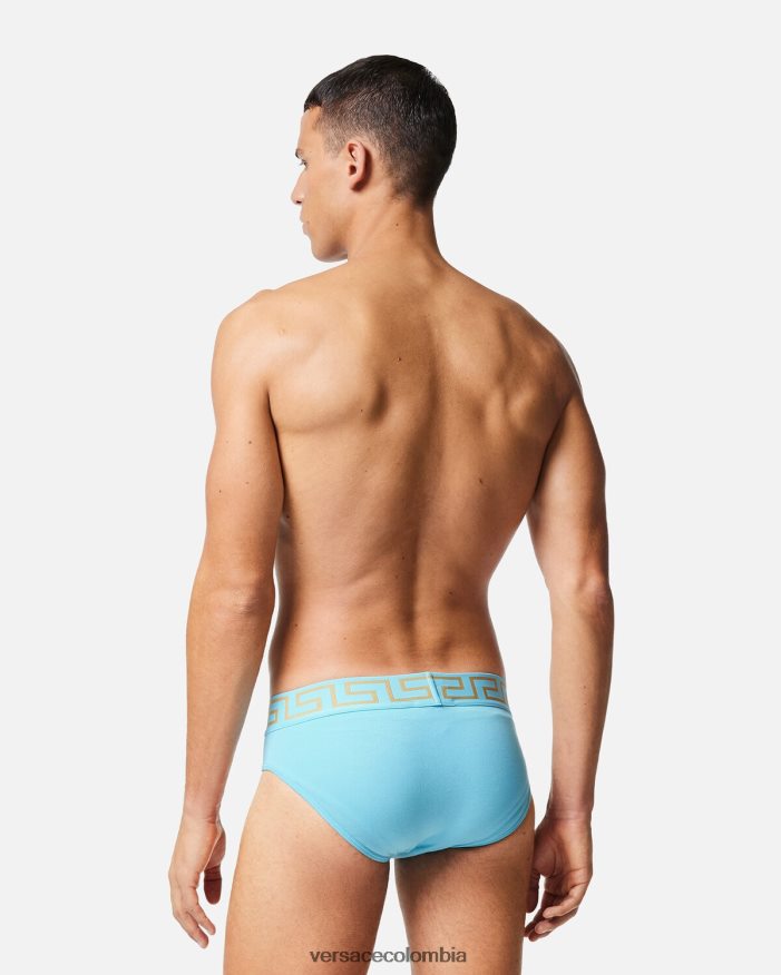 hombres calzoncillos con borde de greca Versace azul 2RP40F1791 ropa interior y ropa de playa