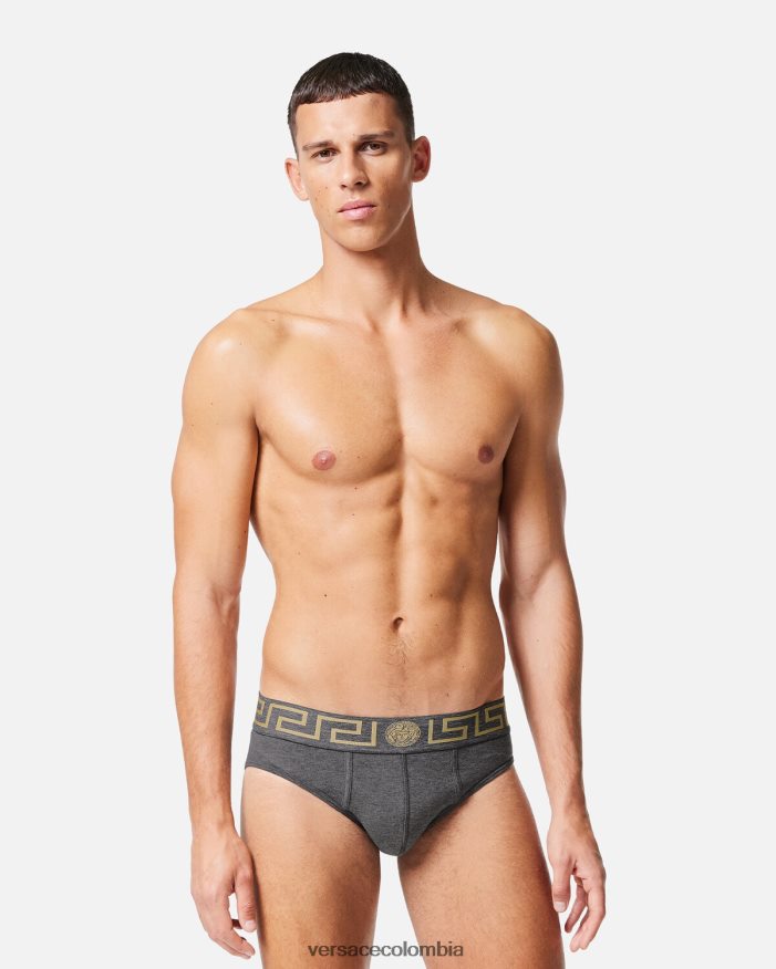 hombres calzoncillos con borde de greca Versace gris 2RP40F1790 ropa interior y ropa de playa
