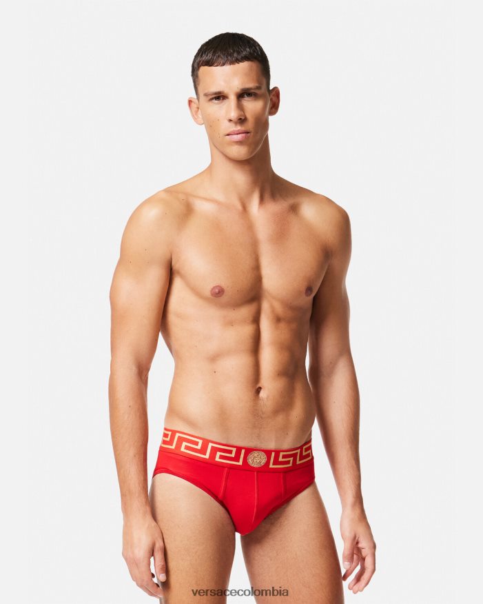 hombres calzoncillos con borde de greca Versace rojo 2RP40F1788 ropa interior y ropa de playa