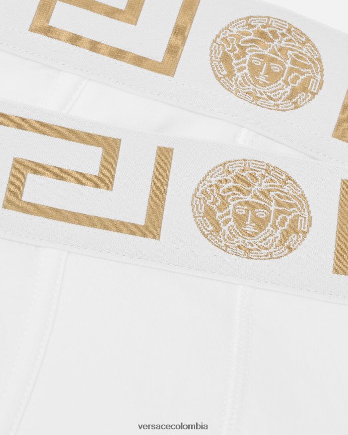 hombres pack de 2 calzoncillos con borde con greca Versace Oro blanco 2RP40F1784 ropa interior y ropa de playa