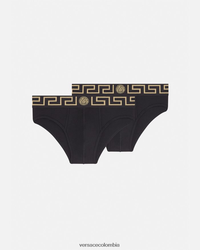 hombres pack de 2 calzoncillos con borde con greca Versace negro 2RP40F1782 ropa interior y ropa de playa