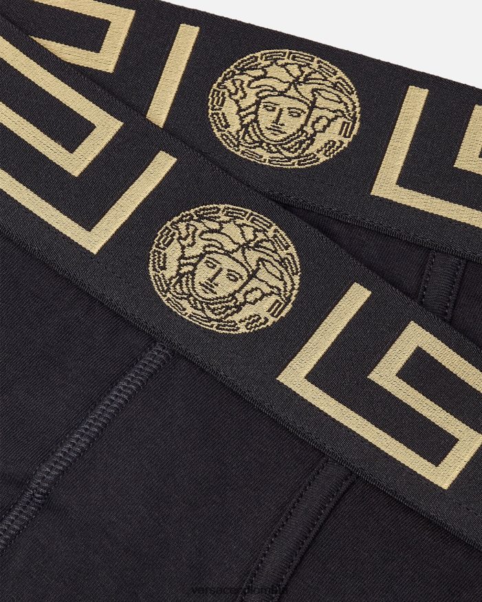hombres pack de 2 calzoncillos con borde con greca Versace negro 2RP40F1782 ropa interior y ropa de playa