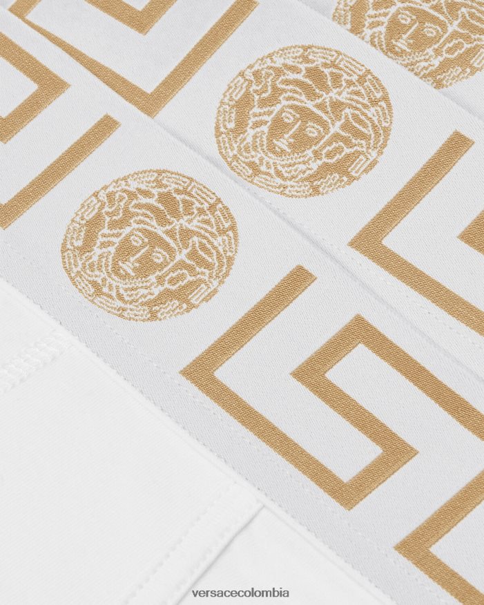 hombres paquete de 3 calzoncillos con borde con Greca Versace Oro blanco 2RP40F1780 ropa interior y ropa de playa