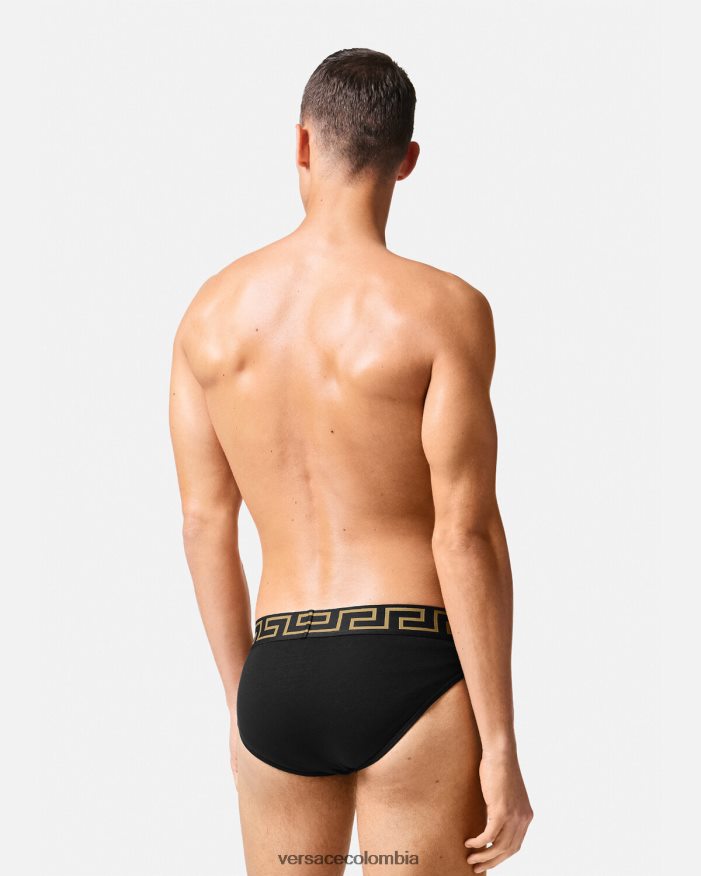hombres paquete de 3 calzoncillos con borde con Greca Versace blanco y negro y gris 2RP40F1779 ropa interior y ropa de playa