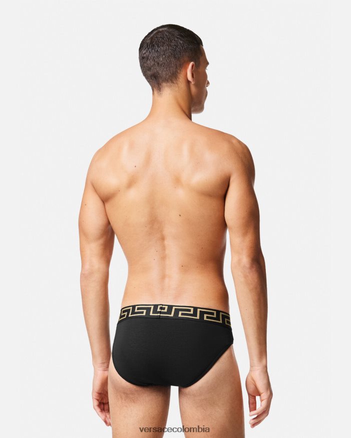 hombres paquete de 3 calzoncillos con borde con Greca Versace negro 2RP40F1778 ropa interior y ropa de playa