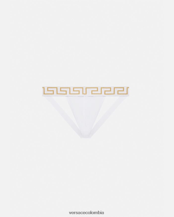 hombres suspensorio con borde de greca Versace Oro blanco 2RP40F1776 ropa interior y ropa de playa