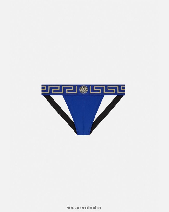hombres suspensorio con borde de greca Versace azul 2RP40F1777 ropa interior y ropa de playa
