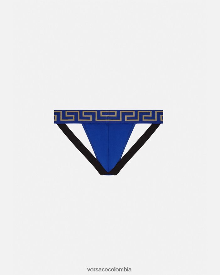 hombres suspensorio con borde de greca Versace azul 2RP40F1777 ropa interior y ropa de playa