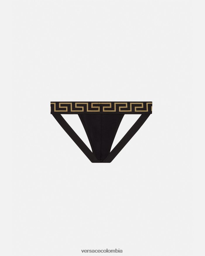 hombres suspensorio con borde de greca Versace negro 2RP40F1774 ropa interior y ropa de playa