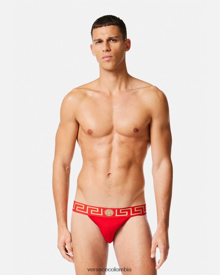 hombres suspensorio con borde de greca Versace rojo 2RP40F1775 ropa interior y ropa de playa