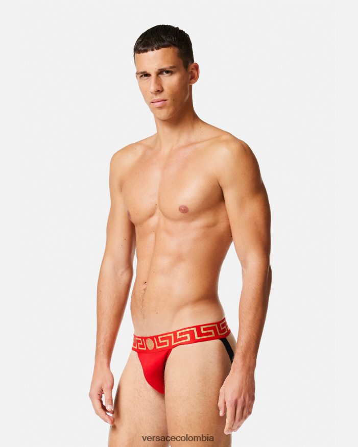hombres suspensorio con borde de greca Versace rojo 2RP40F1775 ropa interior y ropa de playa