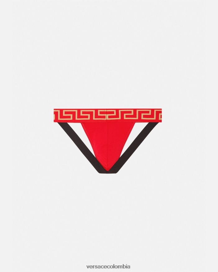 hombres suspensorio con borde de greca Versace rojo 2RP40F1775 ropa interior y ropa de playa
