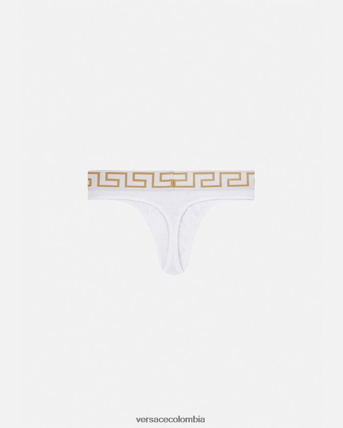 hombres tanga con borde de greca Versace Oro blanco 2RP40F1772 ropa interior y ropa de playa