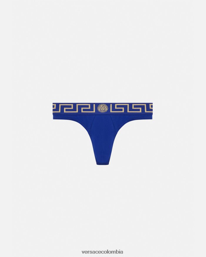 hombres tanga con borde de greca Versace azul 2RP40F1773 ropa interior y ropa de playa
