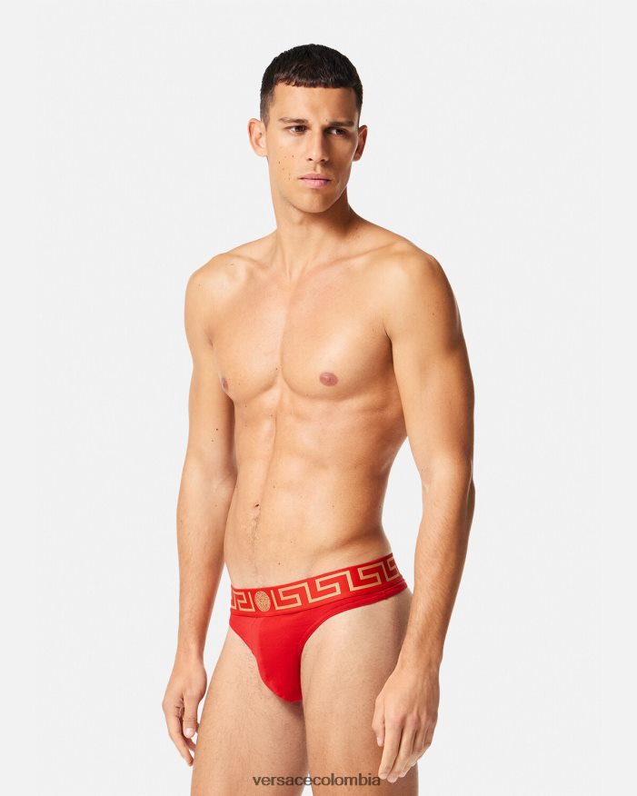 hombres tanga con borde de greca Versace rojo 2RP40F1771 ropa interior y ropa de playa