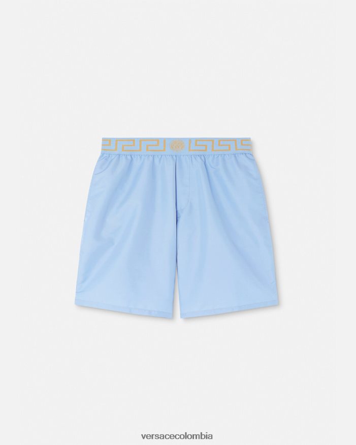 hombres bañadores con borde de greca Versace azul claro 2RP40F1799 ropa interior y ropa de playa