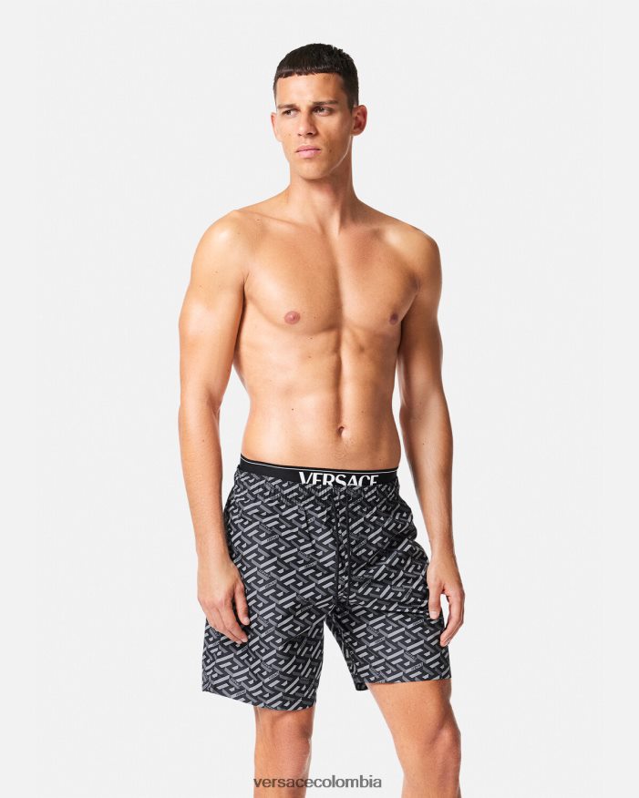 hombres bañadores la greca Versace negro y gris 2RP40F1800 ropa interior y ropa de playa