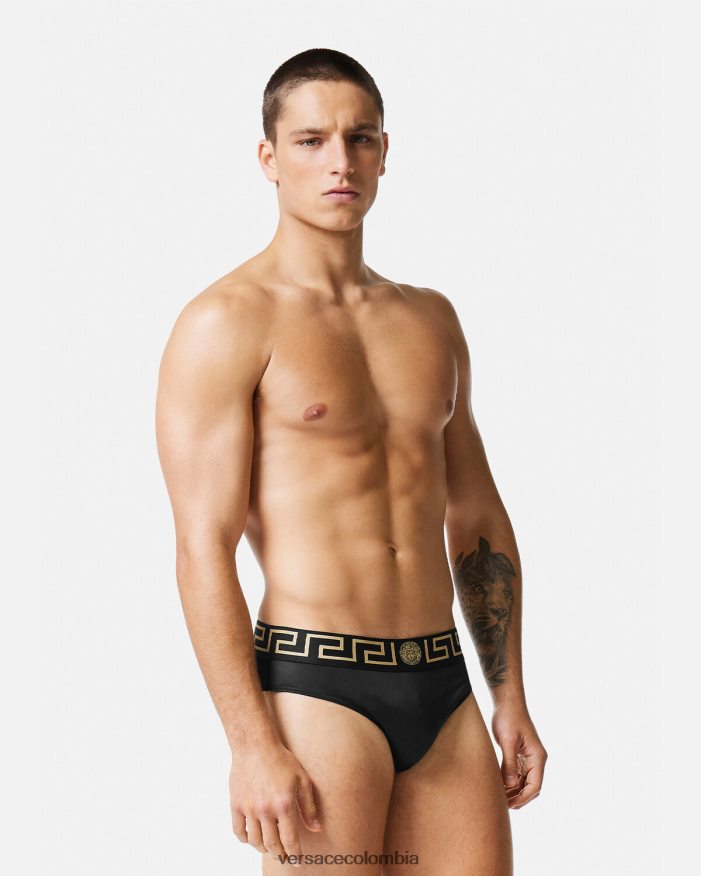 hombres braguitas de baño con borde de greca Versace negro 2RP40F1815 ropa interior y ropa de playa