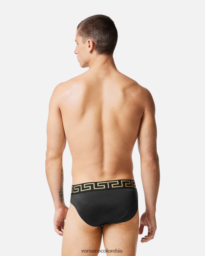 hombres braguitas de baño con borde de greca Versace negro 2RP40F1815 ropa interior y ropa de playa