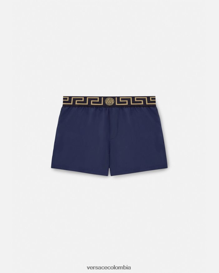 hombres shorts de baño con borde de greca Versace azul 2RP40F1814 ropa interior y ropa de playa