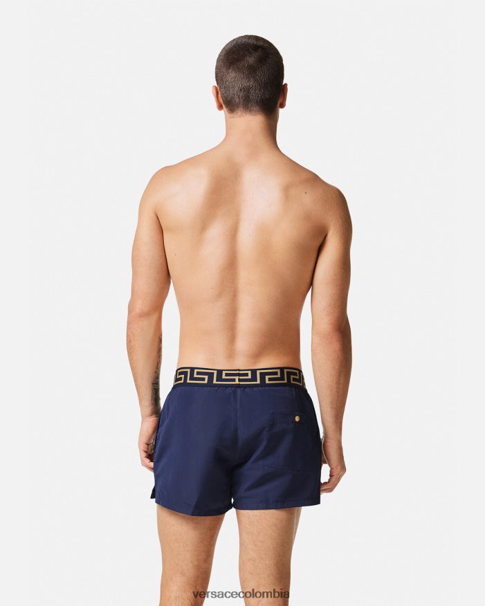 hombres shorts de baño con borde de greca Versace azul 2RP40F1814 ropa interior y ropa de playa