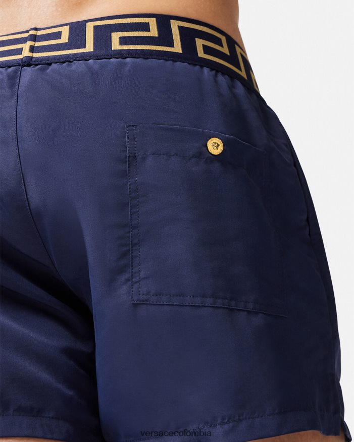 hombres shorts de baño con borde de greca Versace azul 2RP40F1814 ropa interior y ropa de playa