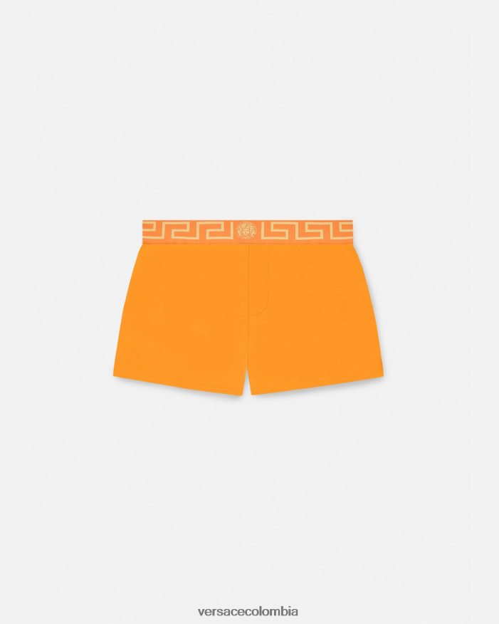 hombres shorts de baño con borde de greca Versace naranja 2RP40F1812 ropa interior y ropa de playa