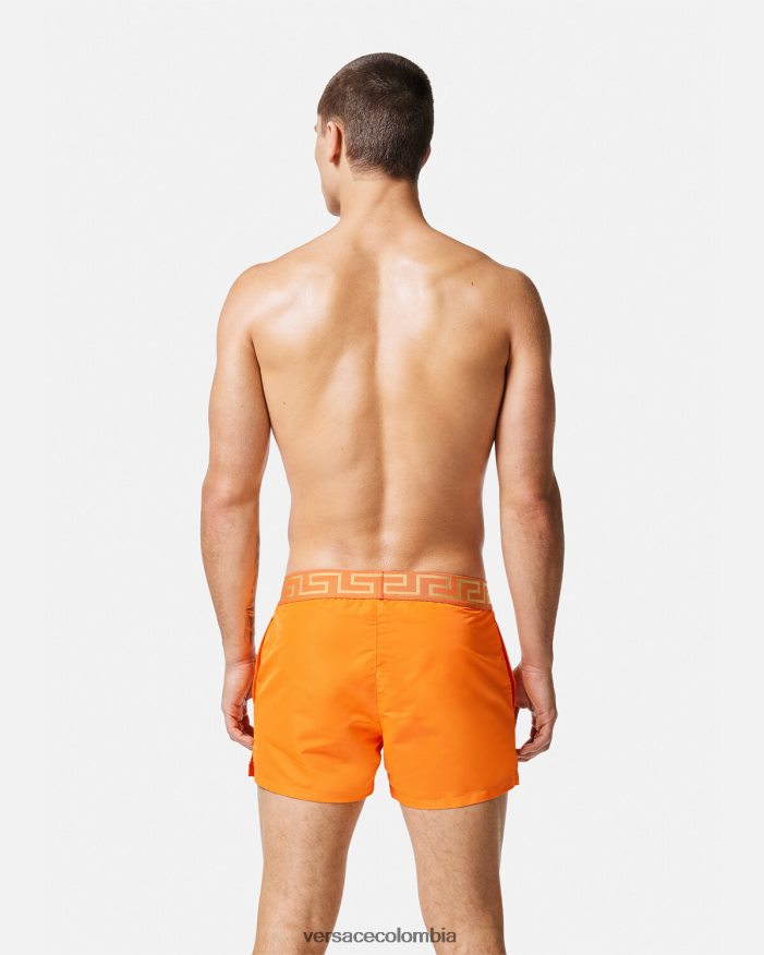 hombres shorts de baño con borde de greca Versace naranja 2RP40F1812 ropa interior y ropa de playa