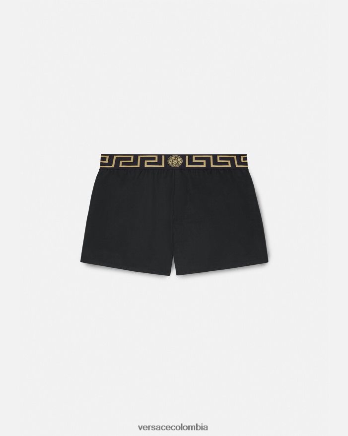 hombres shorts de baño con borde de greca Versace negro 2RP40F1811 ropa interior y ropa de playa