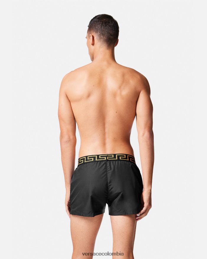 hombres shorts de baño con borde de greca Versace negro 2RP40F1811 ropa interior y ropa de playa
