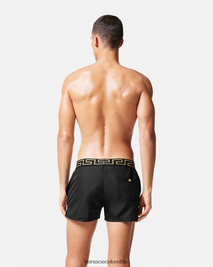 hombres shorts de baño con borde de greca Versace negro 2RP40F1813 ropa interior y ropa de playa