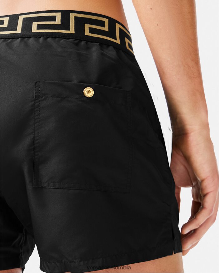 hombres shorts de baño con borde de greca Versace negro 2RP40F1813 ropa interior y ropa de playa