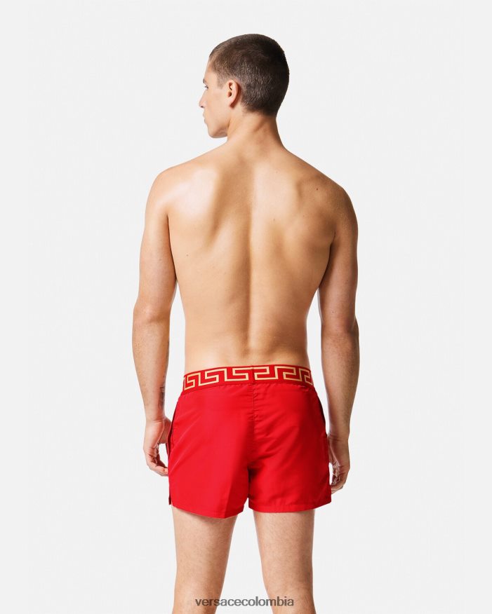 hombres shorts de baño con borde de greca Versace rojo 2RP40F1810 ropa interior y ropa de playa