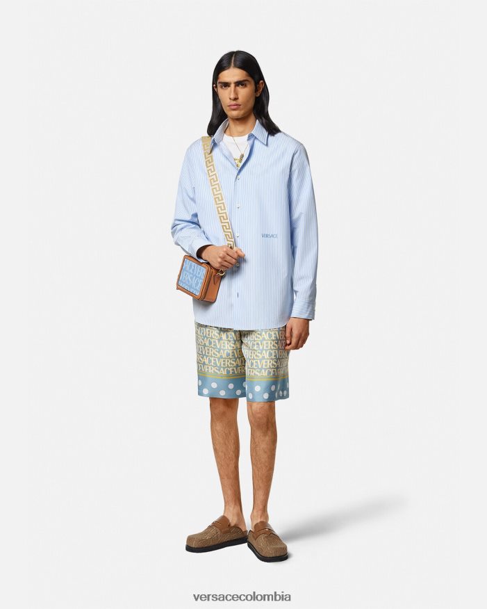 hombres camisa barroca a rayas con conchas marinas Versace imprimir 2RP40F1293 ropa