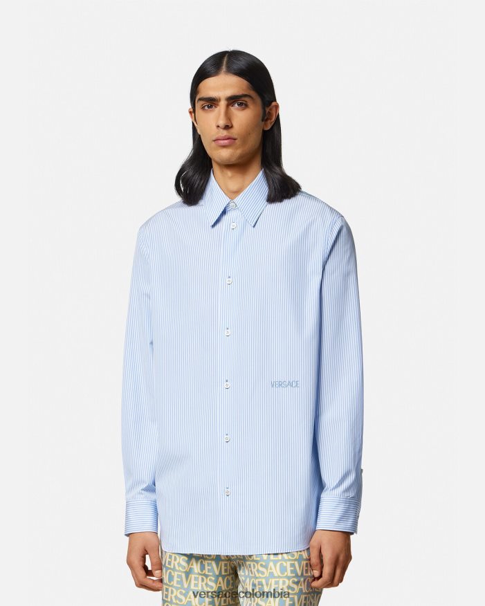 hombres camisa barroca a rayas con conchas marinas Versace imprimir 2RP40F1293 ropa