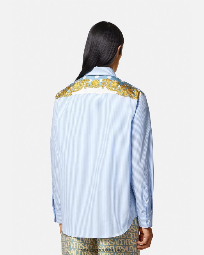 hombres camisa barroca a rayas con conchas marinas Versace imprimir 2RP40F1293 ropa