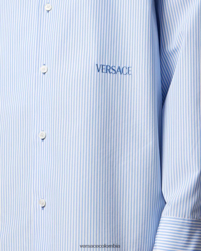hombres camisa barroca a rayas con conchas marinas Versace imprimir 2RP40F1293 ropa