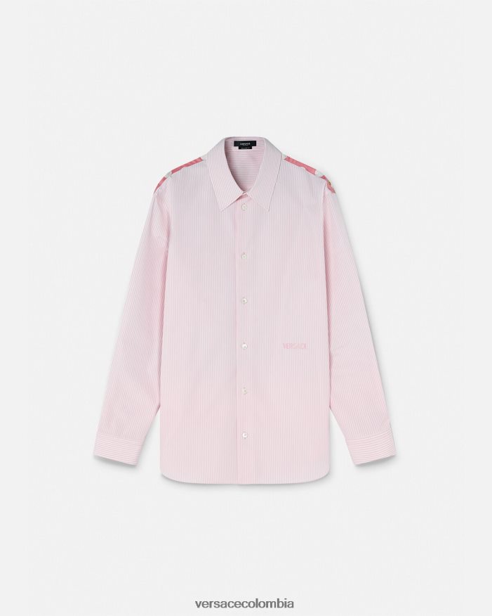 hombres camisa barroca a rayas con conchas marinas Versace imprimir 2RP40F1294 ropa