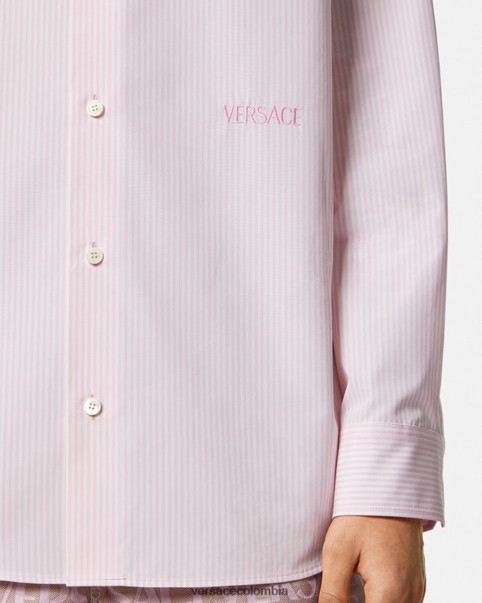 hombres camisa barroca a rayas con conchas marinas Versace imprimir 2RP40F1294 ropa