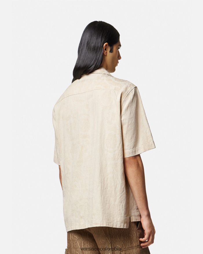 hombres camisa de cambray con silueta barroca Versace beige 2RP40F1291 ropa