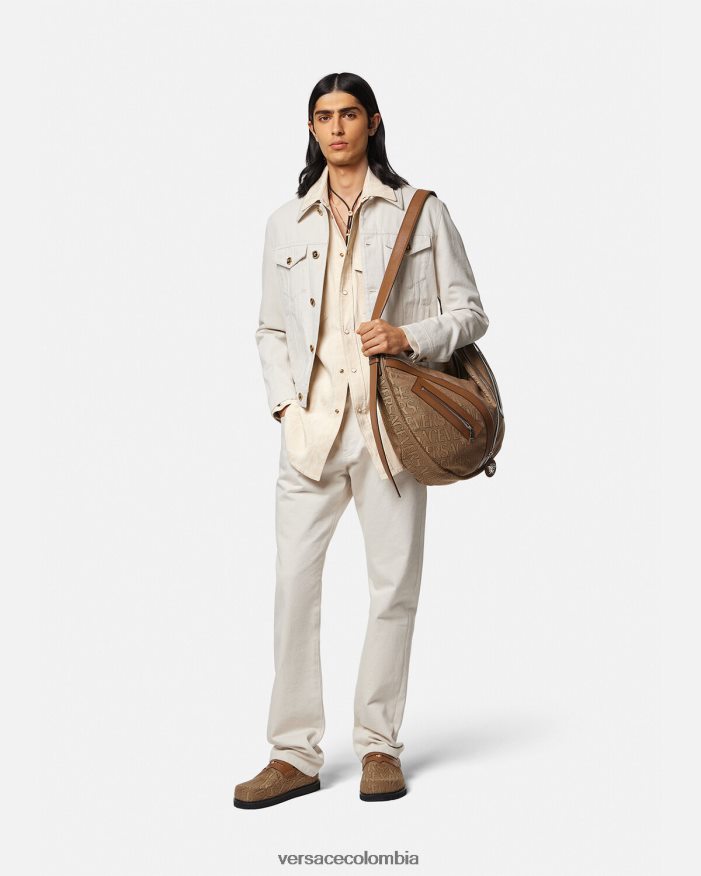hombres camisa de cambray con silueta barroca Versace beige 2RP40F1292 ropa