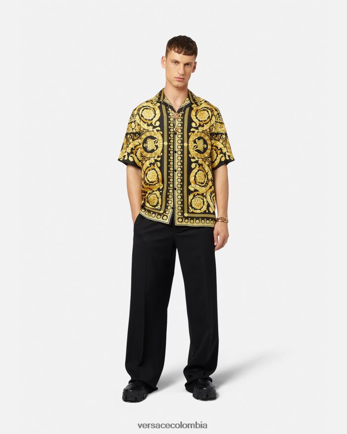 hombres camisa de seda barroca Versace imprimir 2RP40F1297 ropa