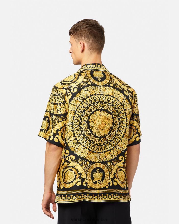 hombres camisa de seda barroca Versace imprimir 2RP40F1297 ropa