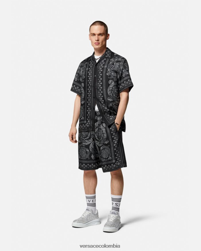 hombres camisa de seda con silueta barroca Versace imprimir 2RP40F1315 ropa