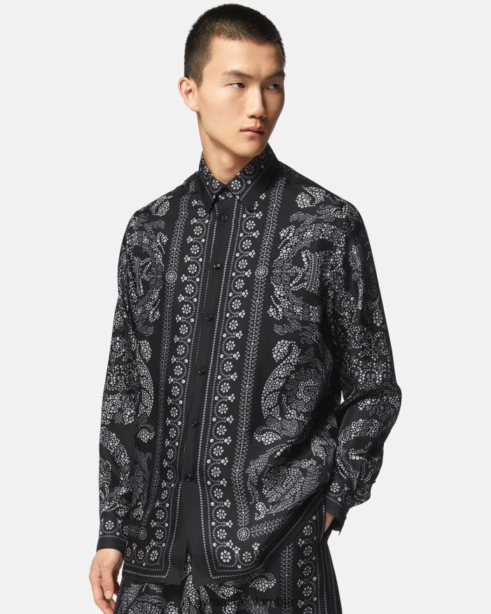 hombres camisa de seda con silueta barroca Versace imprimir 2RP40F1316 ropa