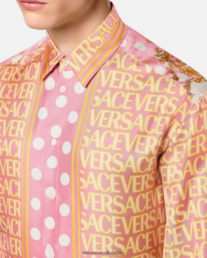 hombres camisa de seda entera Versace imprimir 2RP40F1286 ropa
